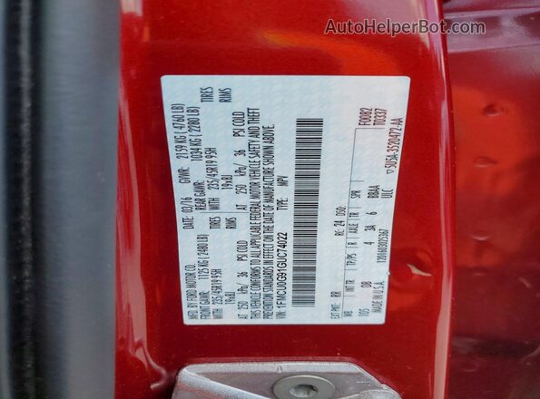 1FMCU0G91GUC74022 2016 FORD ESCAPE Red VIN կոդի պիտակի տեսք