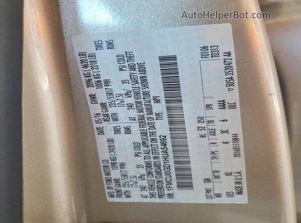 1FMCU0GD1HUA54692 2017 FORD ESCAPE Tan Շարժիչի բաժամունքի տեսք