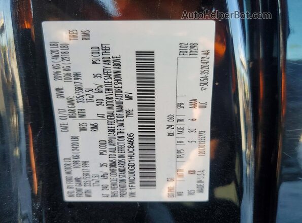 1FMCU0GD1HUC84605 2017 FORD ESCAPE Black სალონის 360-გრადუსიანი ხედი