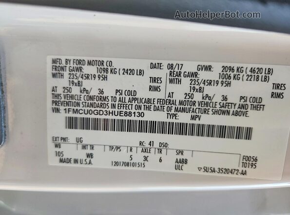 1FMCU0GD3HUE88130 2017 FORD ESCAPE Белый Вид подкапотного пространства