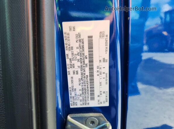 1FMCU0GD4HUE51765 2017 FORD ESCAPE Blue Widok naklejki z numerem VIN