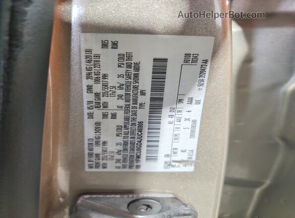1FMCU0GD4JUC46906 2018 FORD ESCAPE Tan Widok wnętrza 360 stopni