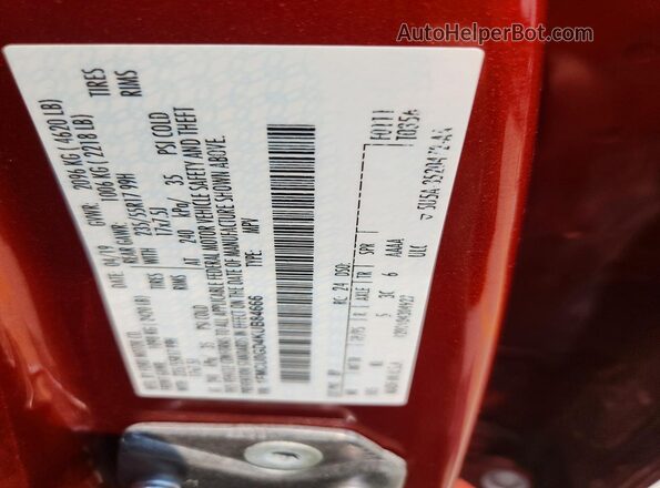 1FMCU0GD4KUB84666 2019 FORD ESCAPE Orange VIN კოდის სტიკერის ხედი