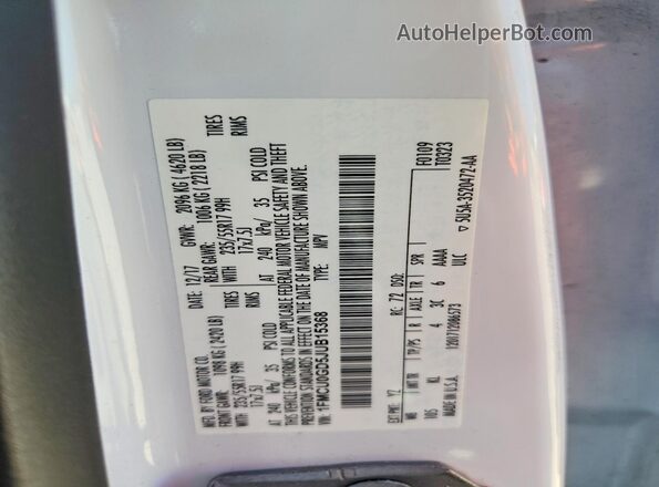 1FMCU0GD5JUB15368 2018 FORD ESCAPE White Вид наклейки з VIN-кодом