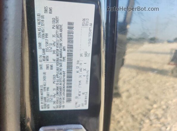 1FMCU0GD6HUB01697 2017 FORD ESCAPE Black Widok naklejki z numerem VIN