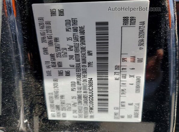 1FMCU0GD6JUC36894 2018 FORD ESCAPE Black სალონის 360-გრადუსიანი ხედი