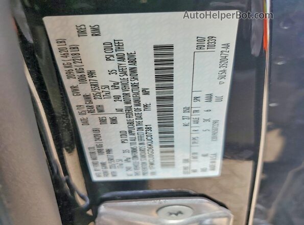 1FMCU0GD6KUC07381 2019 FORD ESCAPE Black VIN sticker view