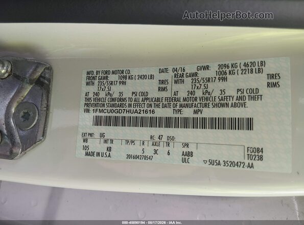 1FMCU0GD7HUA21616 2017 FORD ESCAPE White Engine compartment view