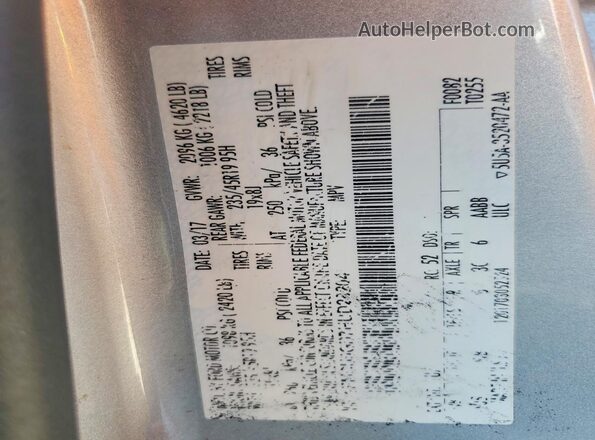 1FMCU0GD7HUD28204 2017 FORD ESCAPE Silver VIN կոդի պիտակի տեսք
