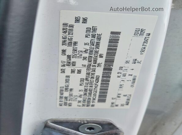 1FMCU0GD7HUE42803 2017 FORD ESCAPE White VIN կոդի պիտակի տեսք