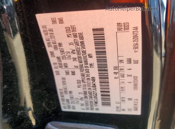 1FMCU0GD7JUB41499 2018 FORD ESCAPE Black Widok naklejki z numerem VIN