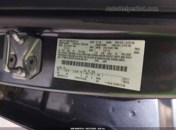 1FMCU0GD7KUA38147 2019 FORD ESCAPE Black Շարժիչի բաժամունքի տեսք
