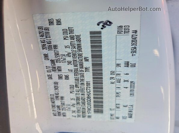 1FMCU0GD8HUC73181 2017 FORD ESCAPE White Вид наклейки з VIN-кодом