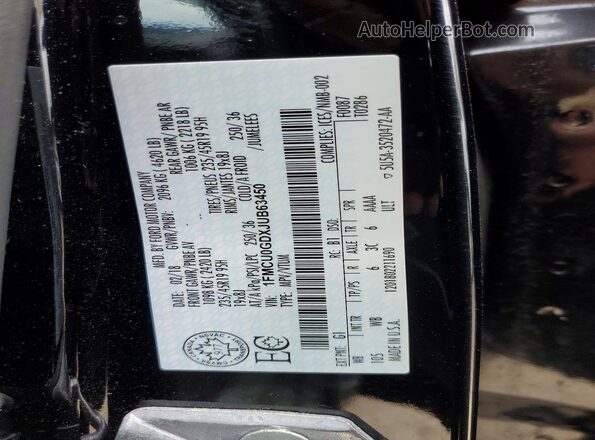 1FMCU0GDXJUB63450 2018 FORD ESCAPE Black VIN კოდის სტიკერის ხედი