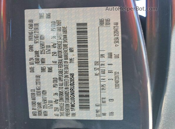 1FMCU0GN0RUB28548 2024 FORD ESCAPE Gray Widok naklejki z numerem VIN