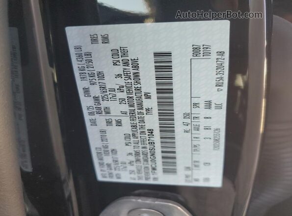 1FMCU0GN0SUB71048 2025 FORD ESCAPE Black Widok naklejki z numerem VIN