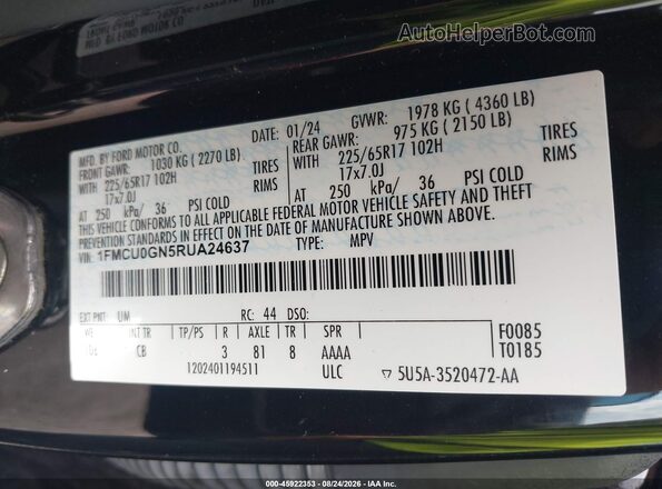 1FMCU0GN5RUA24637 2024 FORD ESCAPE Black Вид підкапотного простору