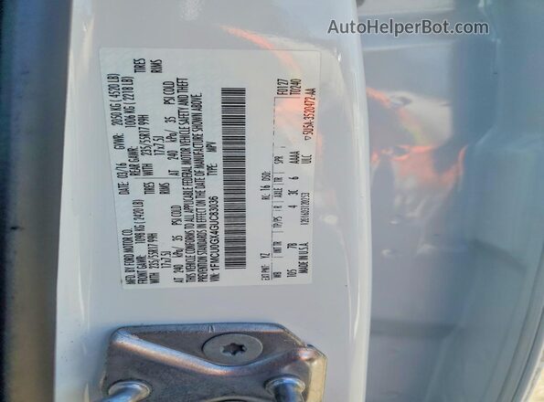 1FMCU0GX4GUC83036 2016 FORD ESCAPE White VIN կոդի պիտակի տեսք