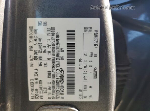 1FMCU0H63NUB12507 2022 FORD ESCAPE Gray Vista del compartimento del motor