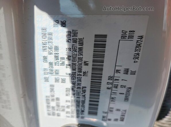1FMCU0H68LUA74978 2020 FORD ESCAPE White Панорамний вид салону 360°