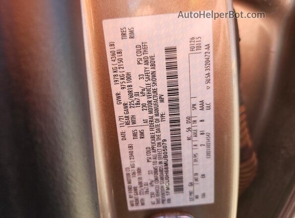 1FMCU0H68MUB05079 2021 FORD ESCAPE Золотой Вид подкапотного пространства