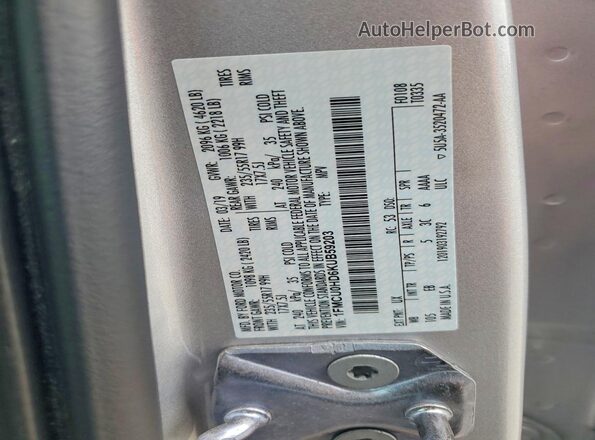 1FMCU0HD6KUB59203 2019 FORD ESCAPE Silver Widok naklejki z numerem VIN