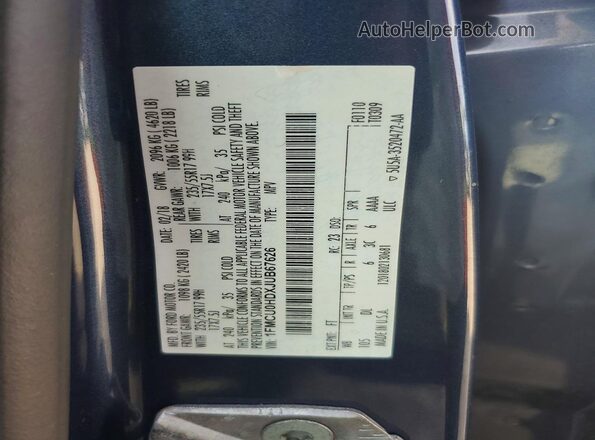 1FMCU0HDXJUB67626 2018 FORD ESCAPE Blue Widok komory silnika