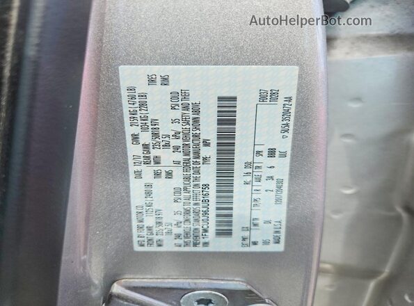 1FMCU0J96JUB16758 2018 FORD ESCAPE Silver Widok naklejki z numerem VIN