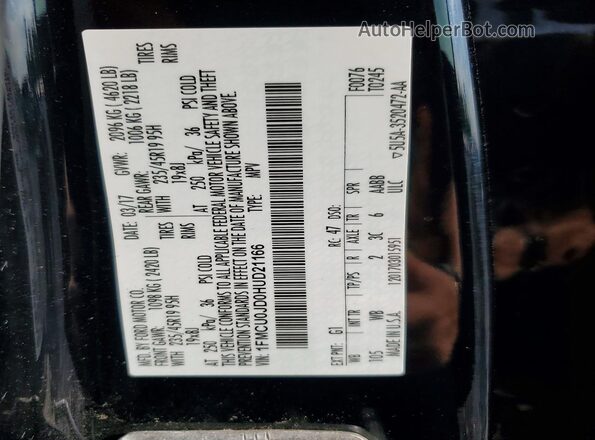 1FMCU0JD0HUD21166 2017 FORD ESCAPE Black Սալոնի 360 աստիճան տեսք
