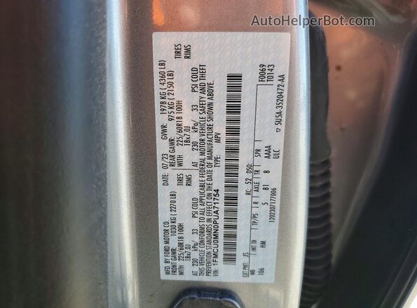 1FMCU0MN0PUA71754 2023 FORD ESCAPE Silver Vista de la etiqueta del VIN