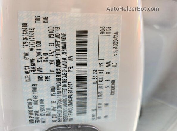 1FMCU0MN3PUB12507 2023 FORD ESCAPE White Вид підкапотного простору