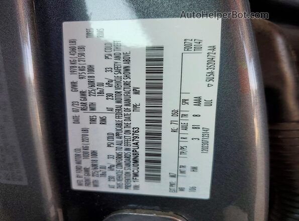1FMCU0MN8PUA79763 2023 FORD ESCAPE Серый Вид подкапотного пространства