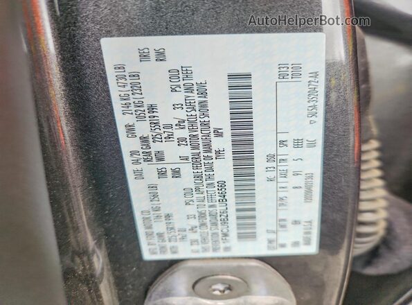 1FMCU9BZ6LUB46560 2020 FORD ESCAPE Gray Вид наклейки з VIN-кодом