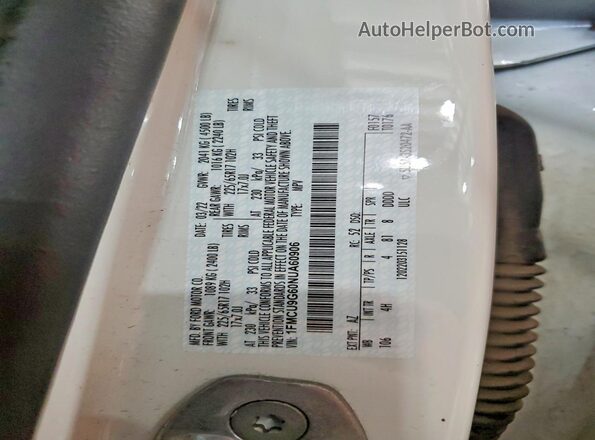 1FMCU9G60NUA60906 2022 FORD ESCAPE White Widok naklejki z numerem VIN
