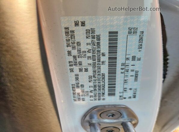 1FMCU9G62LUC06381 2020 FORD ESCAPE Белый Вид наклейки с VIN-кодом