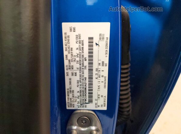 1FMCU9G66MUA21140 2021 FORD ESCAPE Blue VIN sticker view