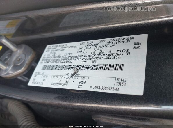 1FMCU9G67LUC61909 2020 FORD ESCAPE Silver Widok komory silnika