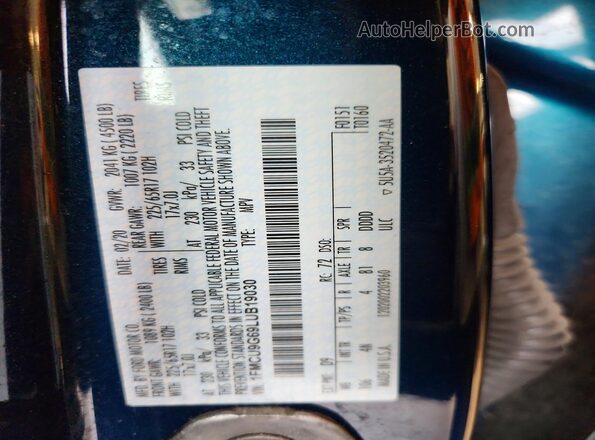 1FMCU9G69LUB19030 2020 FORD ESCAPE Blue Շարժիչի բաժամունքի տեսք