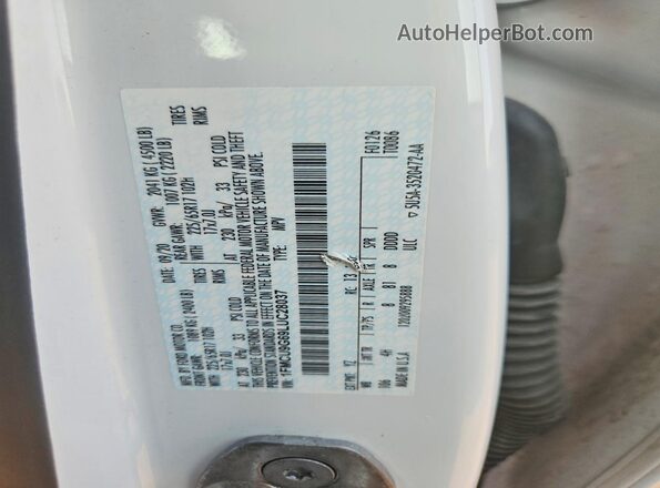 1FMCU9G69LUC28037 2020 FORD ESCAPE White VIN კოდის სტიკერის ხედი
