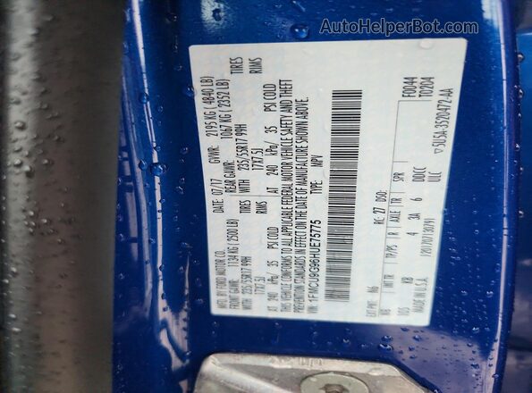 1FMCU9G96HUE75775 2017 FORD ESCAPE Blue VIN sticker view