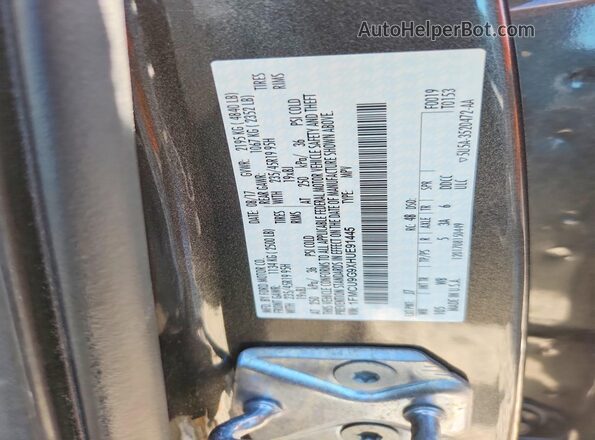 1FMCU9G9XHUE91445 2017 FORD ESCAPE Charcoal Widok naklejki z numerem VIN