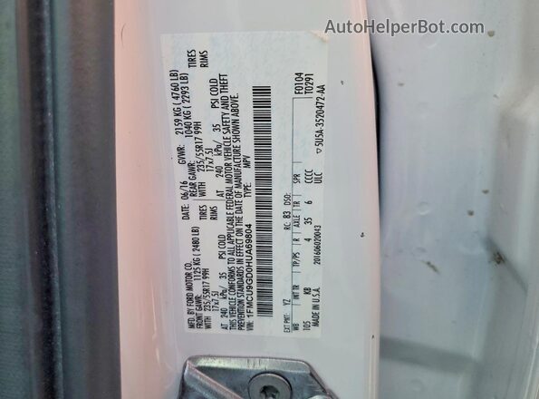 1FMCU9GD0HUA69804 2017 FORD ESCAPE White Սալոնի 360 աստիճան տեսք