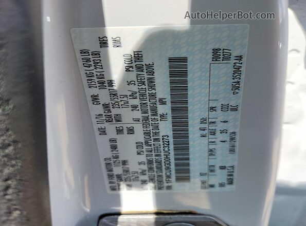 1FMCU9GD0HUC32273 2017 FORD ESCAPE White Vista de la etiqueta del VIN