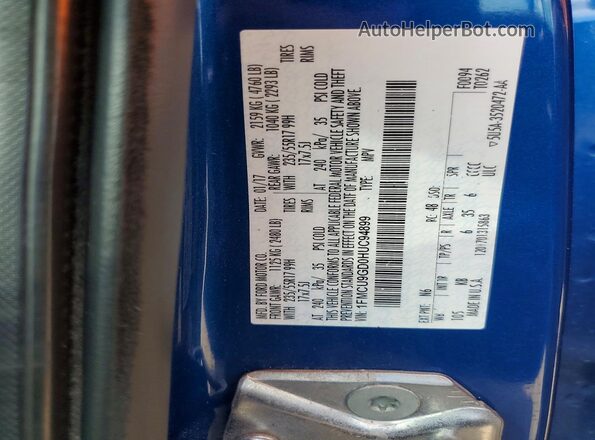 1FMCU9GD0HUC94899 2017 FORD ESCAPE Синий Вид наклейки с VIN-кодом