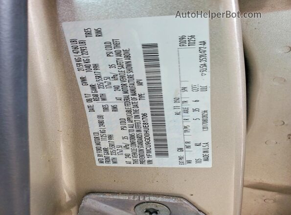1FMCU9GD0HUE81706 2017 FORD ESCAPE Tan Շարժիչի բաժամունքի տեսք