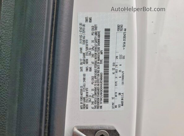 1FMCU9GD0HUE98683 2017 FORD ESCAPE White 