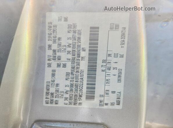 1FMCU9GD2JUA10761 2018 FORD ESCAPE Silver VIN կոդի պիտակի տեսք