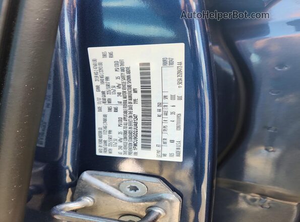 1FMCU9GD2JUA81247 2018 FORD ESCAPE Blue Vista de la etiqueta del VIN