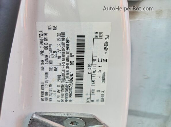 1FMCU9GD2JUB23867 2018 FORD ESCAPE White VIN sticker view