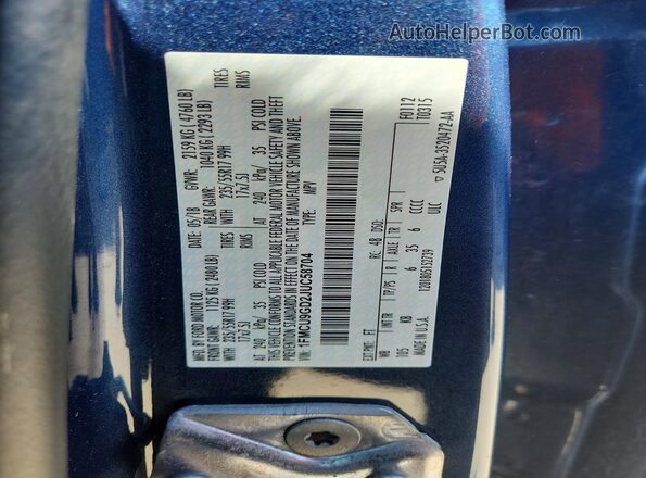 1FMCU9GD2JUC58704 2018 FORD ESCAPE Blue Vista de la etiqueta del VIN